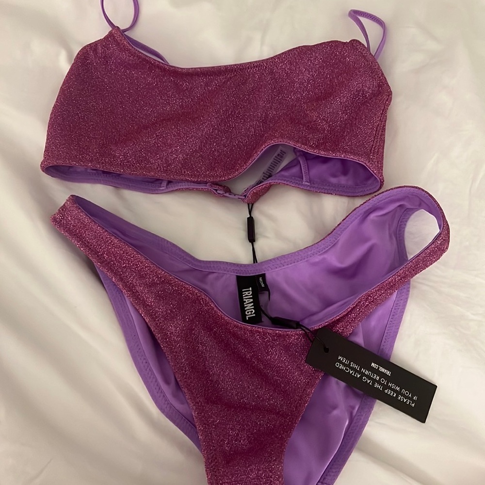 BRAND NEW WITH TAGS purple sparkle triangl swimsuit(mica chee sparkle)